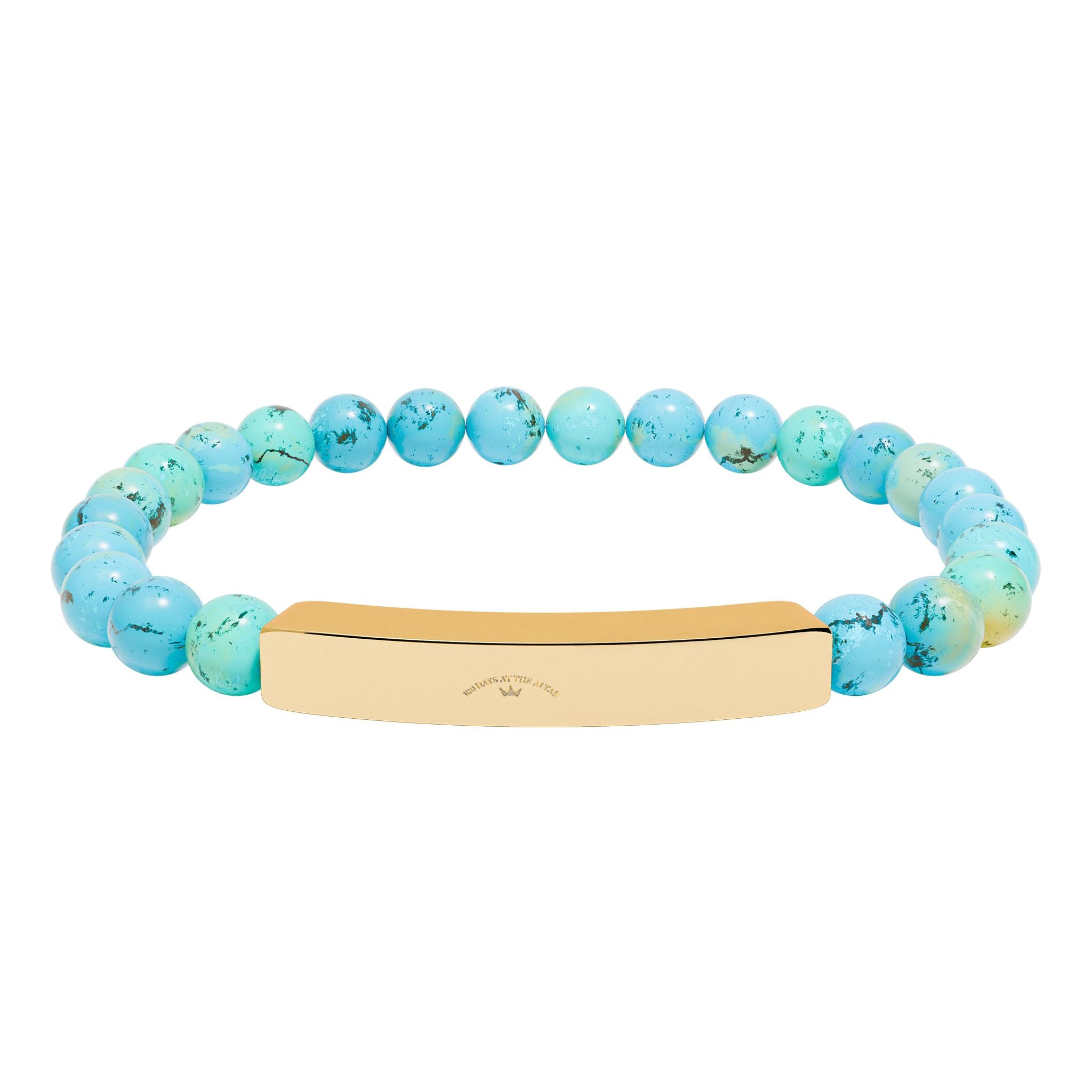 Natural Stone Stretch Bar Bracelet (Engraving)