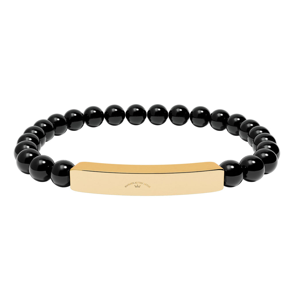 Natural Stone Stretch Bar Bracelet (Engraving)