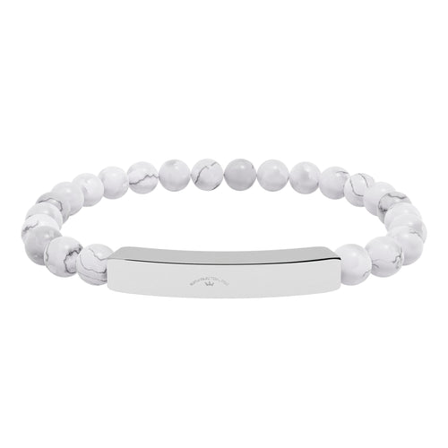 Natural Stone Stretch Bar Bracelet (Engraving)